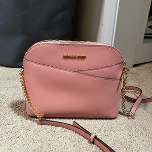 Michael Kors Pink and Gold Crossbody Bag with Dome Shape